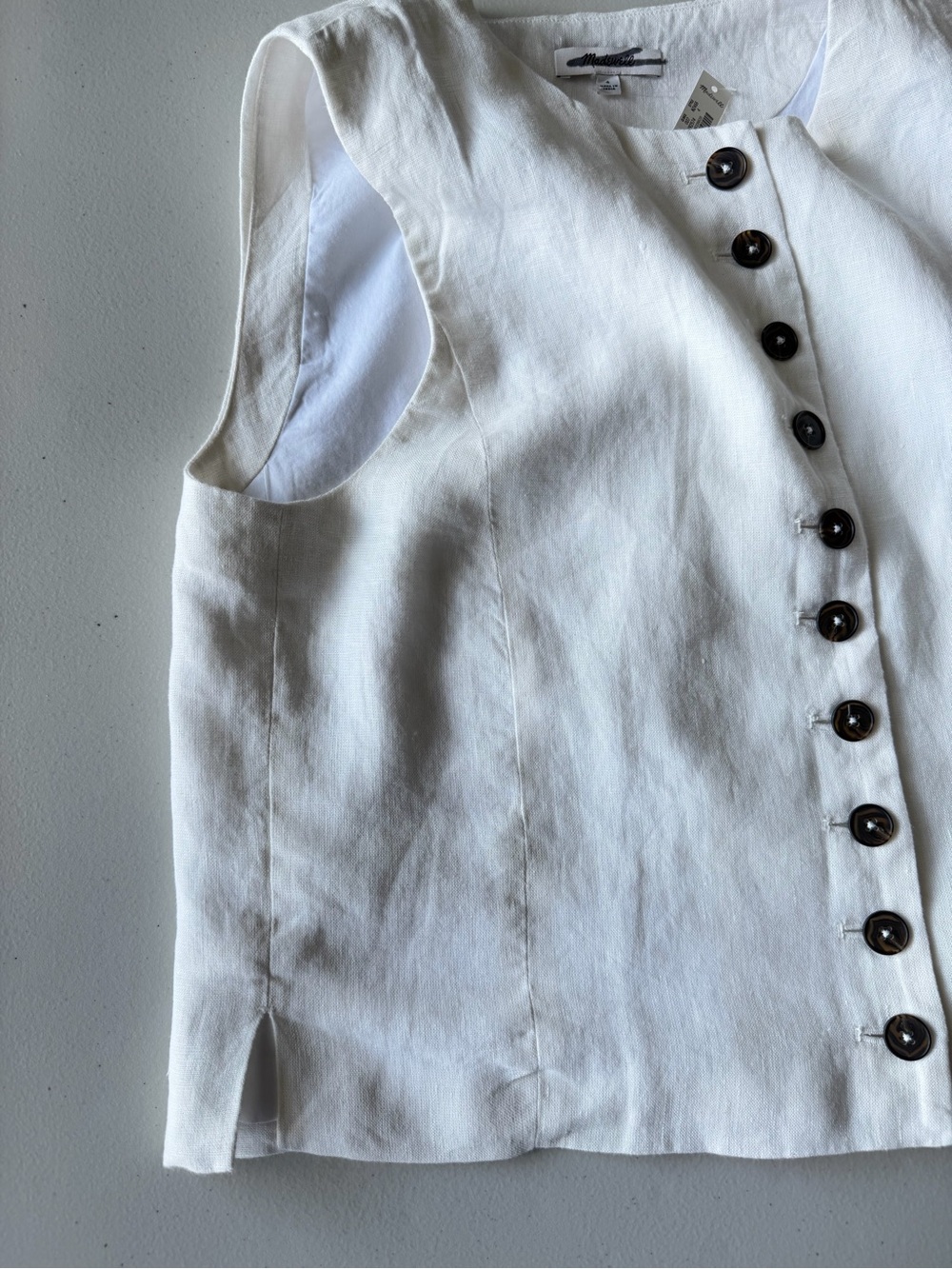 Madewell Button-Front 100% Linen Shell Top Ivory Size 4 NWT - Picture 11 of 11